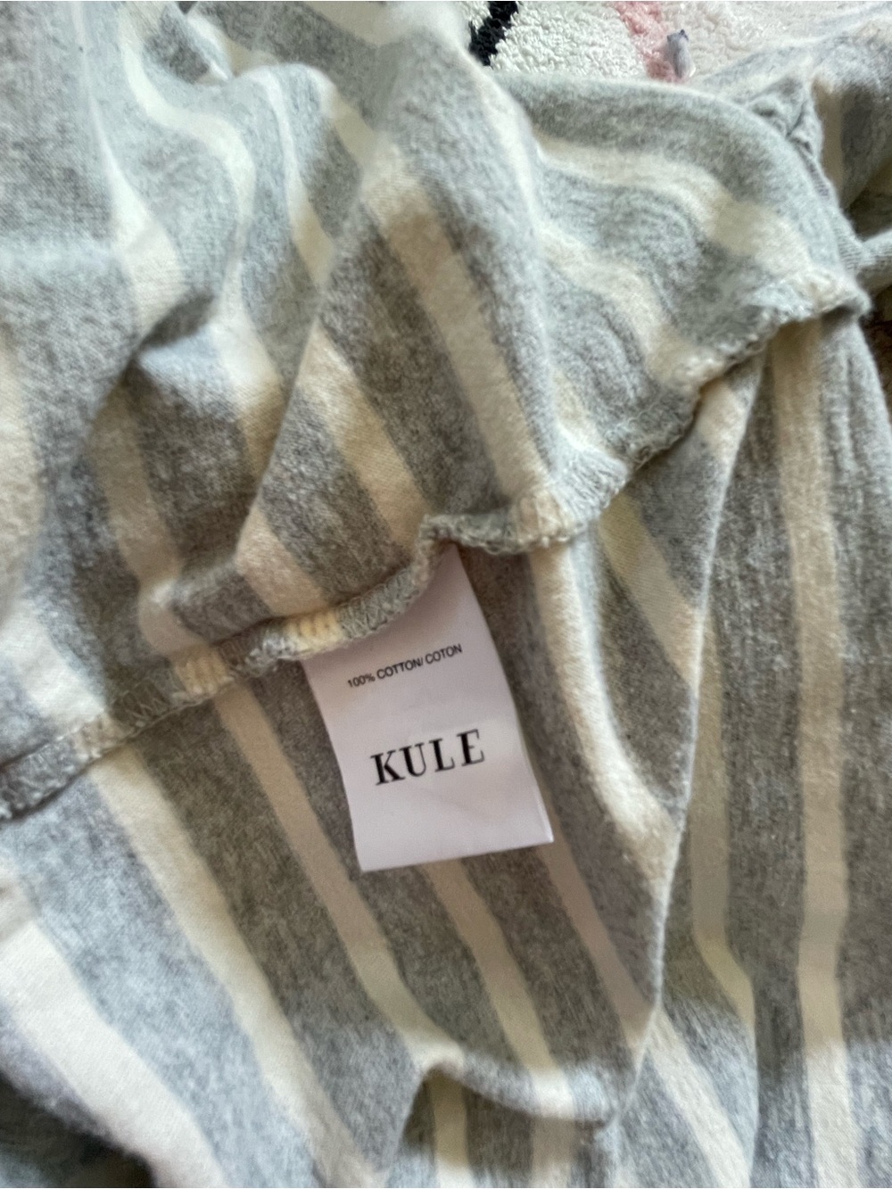 Kule Breton striped turtleneck light grey and white 100% cotton Large L - Picture 5 of 6